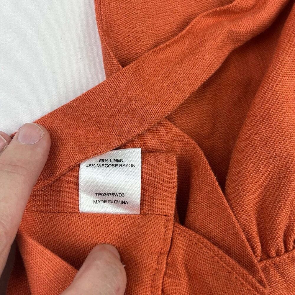 Meshki Women’s Linen Halter Top Crop Rust Orange Small Tie Back Adjustable New - Picture 13 of 16